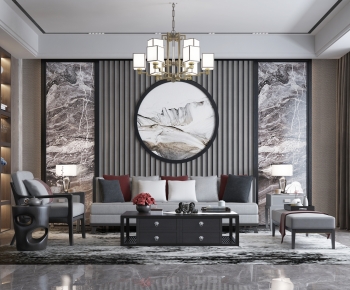 New Chinese Style A Living Room-ID:680561163