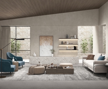 Modern Wabi-sabi Style A Living Room-ID:626349419