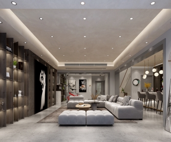 Modern Wabi-sabi Style A Living Room-ID:326308018