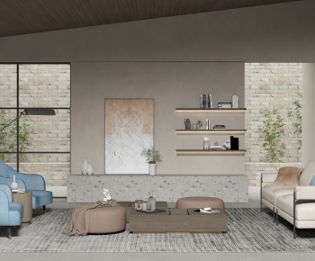 Modern Wabi-sabi Style A Living Room-ID:324619051