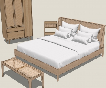 Wabi-sabi Style Double Bed-ID:283932927