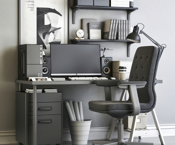 Modern Computer Desk And Chair-ID:419291979