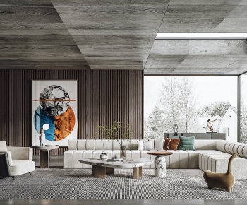 Modern Wabi-sabi Style A Living Room-ID:501194952