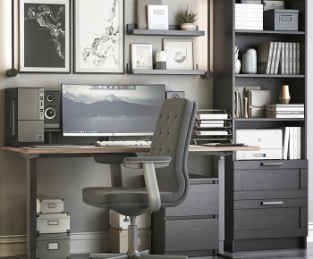 Modern Computer Desk And Chair-ID:466299121