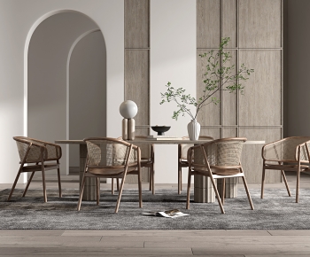 Wabi-sabi Style Dining Table And Chairs-ID:180988074