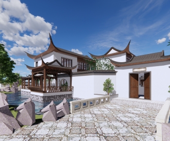 中式风格苏式园林别墅住宅设计-ID:173015124