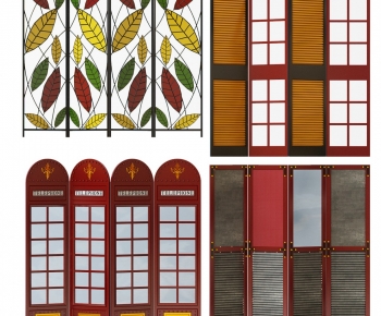 Southeast Asian Style Glass Screen Partition-ID:490874059