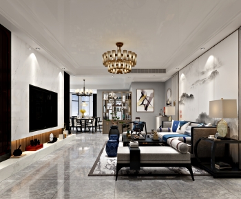 New Chinese Style A Living Room-ID:774648904