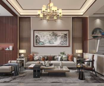 New Chinese Style A Living Room-ID:800564053