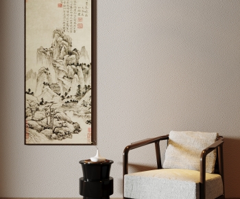 新中式装饰挂画单人沙发-ID:344881065