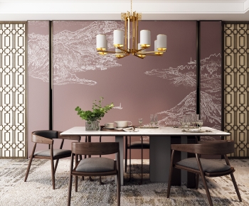 New Chinese Style Dining Table And Chairs-ID:437344076