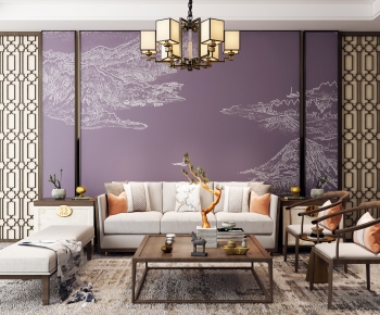 New Chinese Style A Living Room-ID:756899126