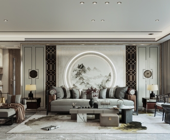 New Chinese Style A Living Room-ID:437910089