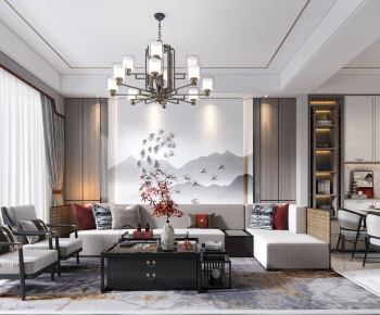 New Chinese Style A Living Room-ID:173738005