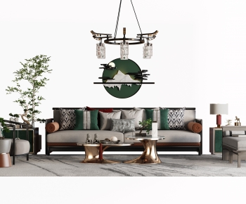 New Chinese Style Sofa Combination-ID:414010055