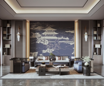 New Chinese Style A Living Room-ID:850334885