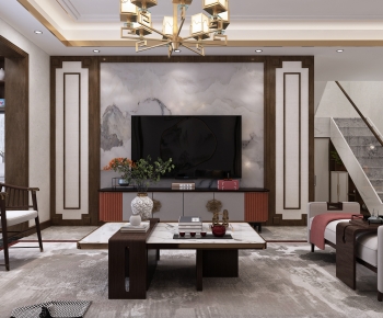 New Chinese Style A Living Room-ID:848970898