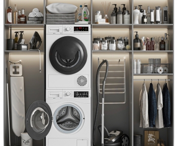现代洗衣储物柜吸尘器洗衣机烫斗家用电器-ID:993521936