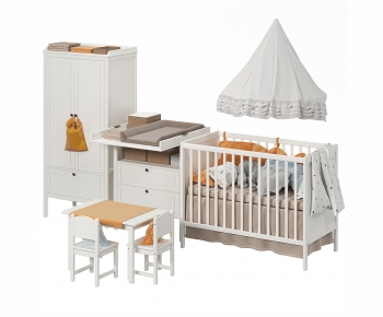 现代儿童桌椅婴儿床衣柜组合-ID:556016926
