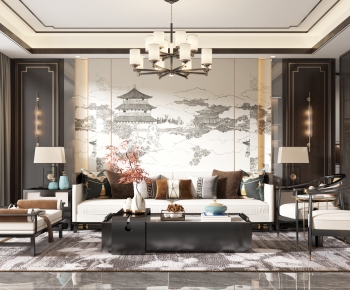 New Chinese Style A Living Room-ID:976933007