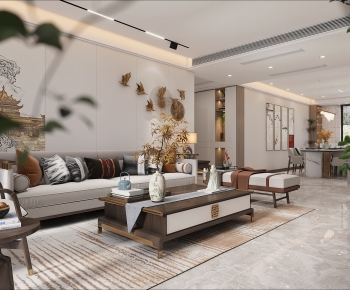 New Chinese Style A Living Room-ID:235563042