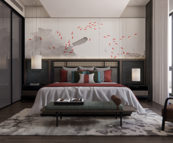 New Chinese Style Bedroom-ID:124744899