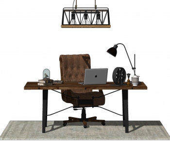 Industrial Style Computer Desk And Chair-ID:327285057