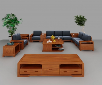 新中式实木沙发茶几组合-ID:763382918