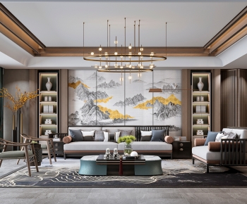 New Chinese Style A Living Room-ID:157211073