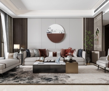 New Chinese Style A Living Room-ID:897496948