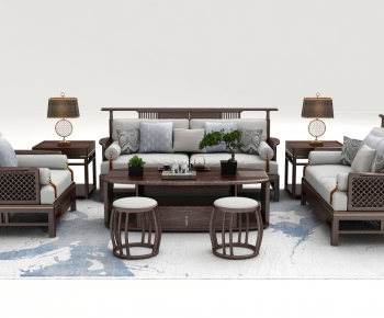 New Chinese Style Sofa Combination-ID:454608924