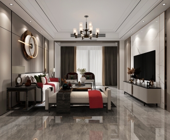 New Chinese Style A Living Room-ID:401305916