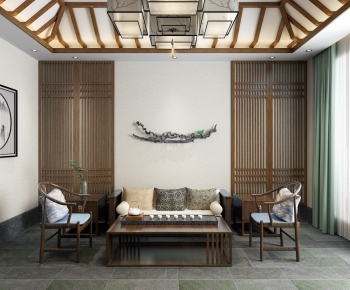 New Chinese Style A Living Room-ID:660244949