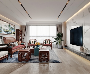 New Chinese Style A Living Room-ID:512599952