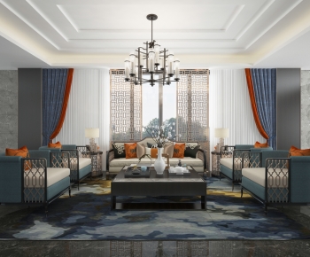 New Chinese Style A Living Room-ID:752804041