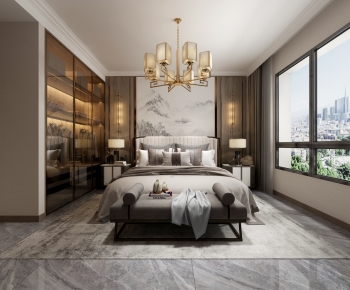 New Chinese Style Bedroom-ID:668435108