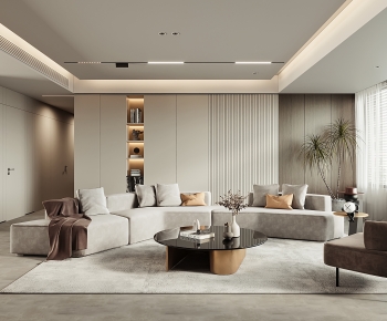 Modern Wabi-sabi Style A Living Room-ID:897526032