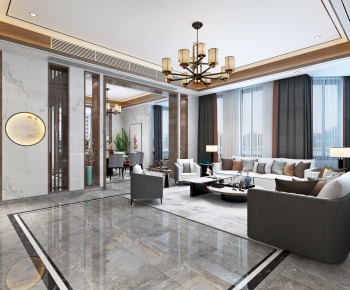 New Chinese Style A Living Room-ID:177182911