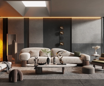Modern Wabi-sabi Style A Living Room-ID:386732103