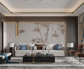 New Chinese Style A Living Room-ID:908472066