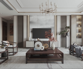 New Chinese Style A Living Room-ID:876091002