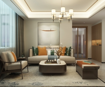 New Chinese Style A Living Room-ID:354516986