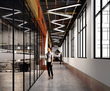 Industrial Style Office Aisle-ID:896787884