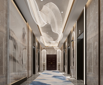 New Chinese Style Office Elevator Hall-ID:568995952