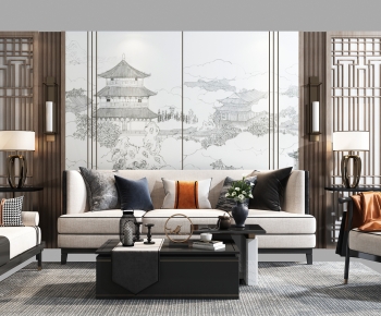 New Chinese Style Sofa Combination-ID:736485961