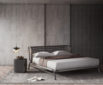 Modern Wabi-sabi Style Double Bed-ID:442595962