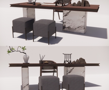 New Chinese Style Computer Desk And Chair-ID:439455999