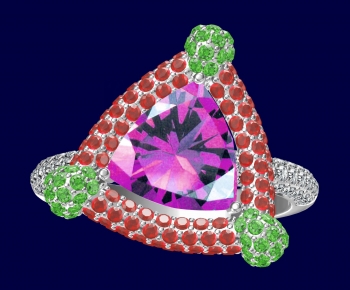 欧式白金钻石红宝石祖母绿戒指-ID:276551018