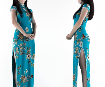 现代旗袍女装服装模特人物模特-ID:301440951