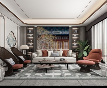 New Chinese Style A Living Room-ID:272604947